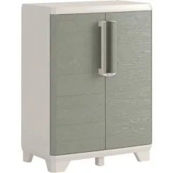Armoire De Rangement Basse De Jardin Crème Et Taupe 97 Cm Keter