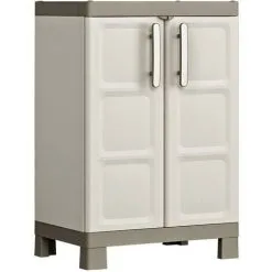 Armoire De Rangement Basse Excellence Beige Et Taupe 97 Cm Keter
