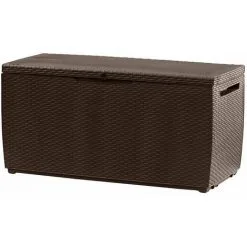 KETER Deuba Coffre De Rangement Couleur Au Choix Avec Roulettes 305 Litres Max 240 Kg Poignées Latérales Malle De Rangement Brun