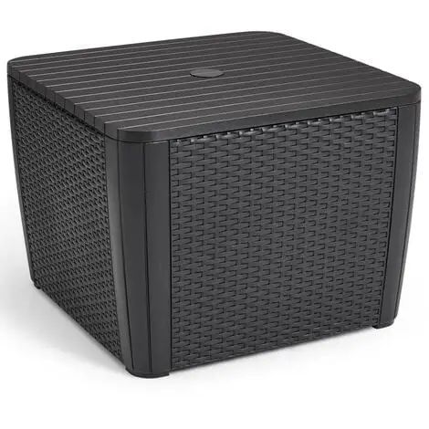 Table D'appoint Jardin Luzon Plus Avec Trou De Parasol Graphite Keter - Gris 1 Table D'appoint Jardin Luzon Plus Avec Trou De Parasol Graphite Keter - Gris