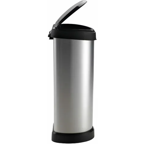 KETER CURVER | Poubelle PUSH 40L , Argent 2 KETER CURVER | Poubelle PUSH 40L , Argent – Image 2