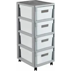 KETER CURVER | Tour De Rangement Infinity, 4 Tiroirs, Structure Gris / Tiroirs Gris