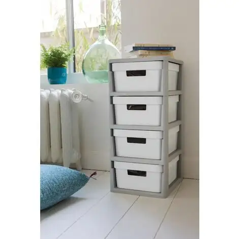 KETER CURVER | Tour De Rangement Infinity, 4 Tiroirs, Structure Gris / Tiroirs Gris 5 KETER CURVER | Tour De Rangement Infinity, 4 Tiroirs, Structure Gris / Tiroirs Gris – Image 5