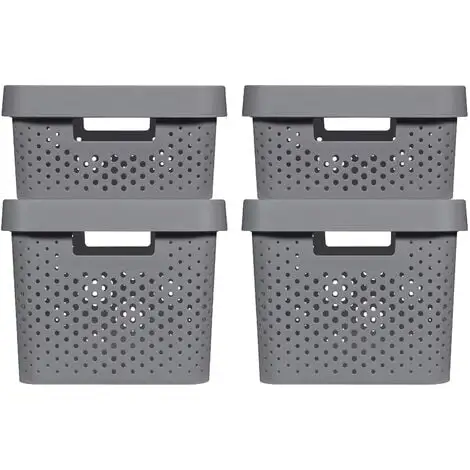 KETER CURVER | Bacs De Rangement INFINITY DOTS 2x(11L+17L) + Couvercles, Marron, Recyclés 1 KETER CURVER | Bacs De Rangement INFINITY DOTS 2x(11L+17L) + Couvercles, Marron, Recyclés