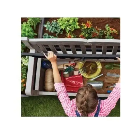 KETER Banc Coffre En Résine BOGOTA - 265L - Beige Et Marron 4 KETER Banc Coffre En Résine BOGOTA - 265L - Beige Et Marron – Image 4