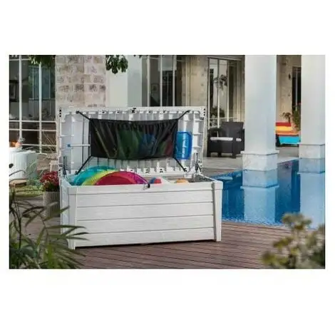 KETER Coffre De Jardin En Résine Pour Piscine - 455L - Blanc (avec Vérins) 2 KETER Coffre De Jardin En Résine Pour Piscine - 455L - Blanc (avec Vérins) – Image 2