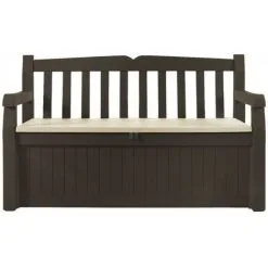 Coffre De Jardin / Banc 265L Keter Eden Effet Bois L140xP60xH84 Cm Résiste Au Gel, Intempéries Et UV.