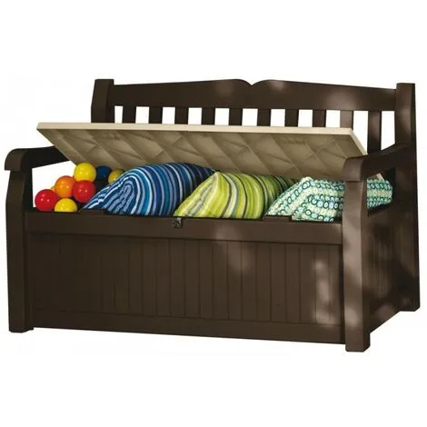 Coffre De Jardin / Banc 265L Keter Eden Effet Bois L140xP60xH84 Cm Résiste Au Gel, Intempéries Et UV. 2 Coffre De Jardin / Banc 265L Keter Eden Effet Bois L140xP60xH84 Cm Résiste Au Gel, Intempéries Et UV. – Image 2