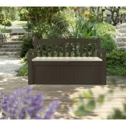 Coffre De Jardin / Banc 265L Keter Eden Effet Bois L140xP60xH84 Cm Résiste Au Gel, Intempéries Et UV. 7 Coffre De Jardin / Banc 265L Keter Eden Effet Bois L140xP60xH84 Cm Résiste Au Gel, Intempéries Et UV. -Keter Soldes Boutique 29366624 4