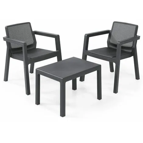 Ensemble De Meubles De Balcon Emily Graphite Keter - Gris 1 Ensemble De Meubles De Balcon Emily Graphite Keter - Gris
