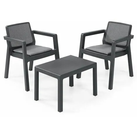 Ensemble De Meubles De Balcon Emily Graphite Keter - Gris 2 Ensemble De Meubles De Balcon Emily Graphite Keter - Gris – Image 2