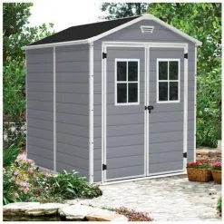 KETER Abri Résine Gris - MANOR PREMIUM® 86 - 4.4 M² + Double Porte-fenêtres - Gris