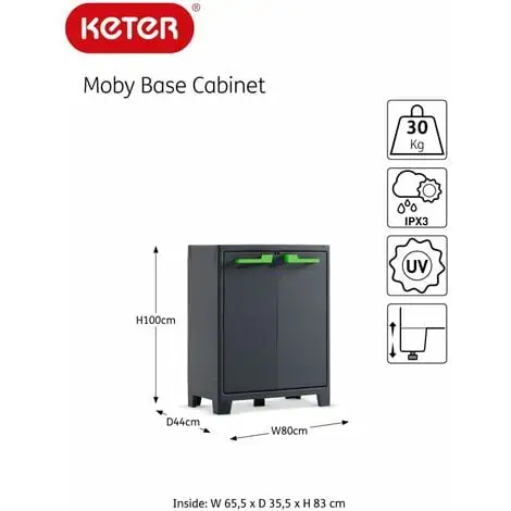 Armoire De Rangement Basse Moby Gris Graphite 100 Cm Keter - Gris 3 Armoire De Rangement Basse Moby Gris Graphite 100 Cm Keter - Gris – Image 3