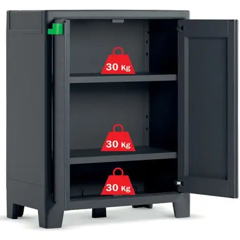 Armoire De Rangement Basse Moby Gris Graphite 100 Cm Keter - Gris 4 Armoire De Rangement Basse Moby Gris Graphite 100 Cm Keter - Gris – Image 4