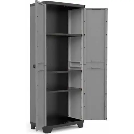 Armoire De Rangement Avec étagères Stilo Gris Et Noir 173 Cm Keter - Noir 4 Armoire De Rangement Avec étagères Stilo Gris Et Noir 173 Cm Keter - Noir – Image 4