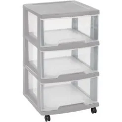 KETER Système À Tiroirs Avec Roulettes Curver Essentials Gris Clair 3x20L