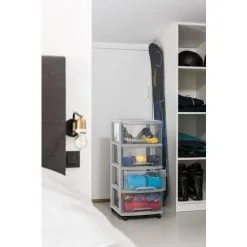 KETER Système À Tiroirs Avec Roulettes Curver Essentials Gris Clair 4x20L -Keter Soldes Boutique 31774993 3