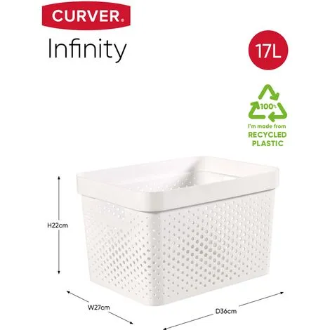 KETER Boîte De Rangement Curver Infinity Dots Blanc 17L - 100% Recycled - Blanc 2 KETER Boîte De Rangement Curver Infinity Dots Blanc 17L - 100% Recycled - Blanc – Image 2