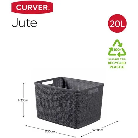KETER Corbeille Curver L Jute Donkergris 20L - Gris Foncé 2 KETER Corbeille Curver L Jute Donkergris 20L - Gris Foncé – Image 2