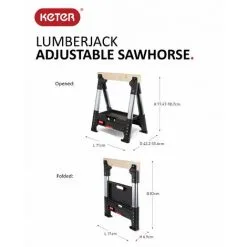 Keter 238271 Lumberjack - Tréteau Extensible - Plastique - Noir- Capacité De Charge 675 Kg (1pce)