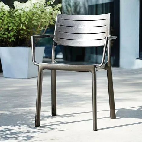 Keter METALINE Chaise Effet Métal Foncé 2 Keter METALINE Chaise Effet Métal Foncé – Image 2