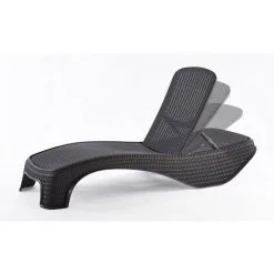 Bain De Soleil Atlantic KETER Résine Effet Rotin Gris Anthracite Chaise Longue Dossier 5 Positions