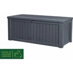 Keter 247606 Rockwood - Coffre De Rangement - Graphite - 570 L - 155x72,4x64,4cm