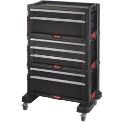 KETER Servante A Outils 7 Tiroirs - Modulable Avec Verouillage Centralisé - 60 X 38 X 83 Cm Sur Roulettes