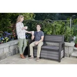 KETER Banc Coffre En Résine OAKLAND BROSSIUM - 227L - Gris Anthracite