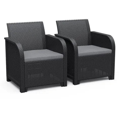 Chaises De Jardin Rosalie 2 Pcs Graphite Keter - Anthracite 1 Chaises De Jardin Rosalie 2 Pcs Graphite Keter - Anthracite