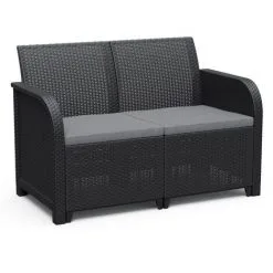 Keter Soldes Boutique 24 Canapé 2 Places De Jardin Rosalie Graphite Keter - Anthracite