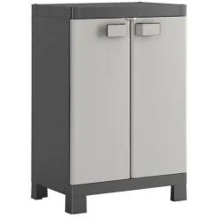 KETER | ARMOIRE BASSE LOGICO, Noir / Gris, 65 X 45 X 97 Cm