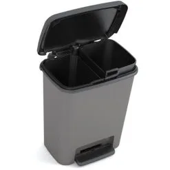 KETER Poubelle De Tri Kis Compatta Noir Gris 2x12L