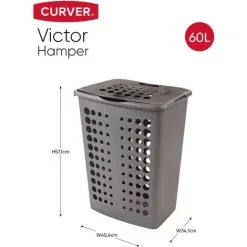 KETER Panier À Linge Curver Victor Argent Anthracite 60L - Argent / Anthracite -Keter Soldes Boutique 61225521 3