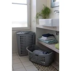 KETER Panier À Linge Curver Victor Argent Anthracite 60L - Argent / Anthracite -Keter Soldes Boutique 61225521 5