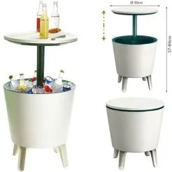 KETER Table De Jardin Bar "Cool Bar" 30L Bac Glaçons Boissons Fraîches Table D'appoint Turqouise-white (en)